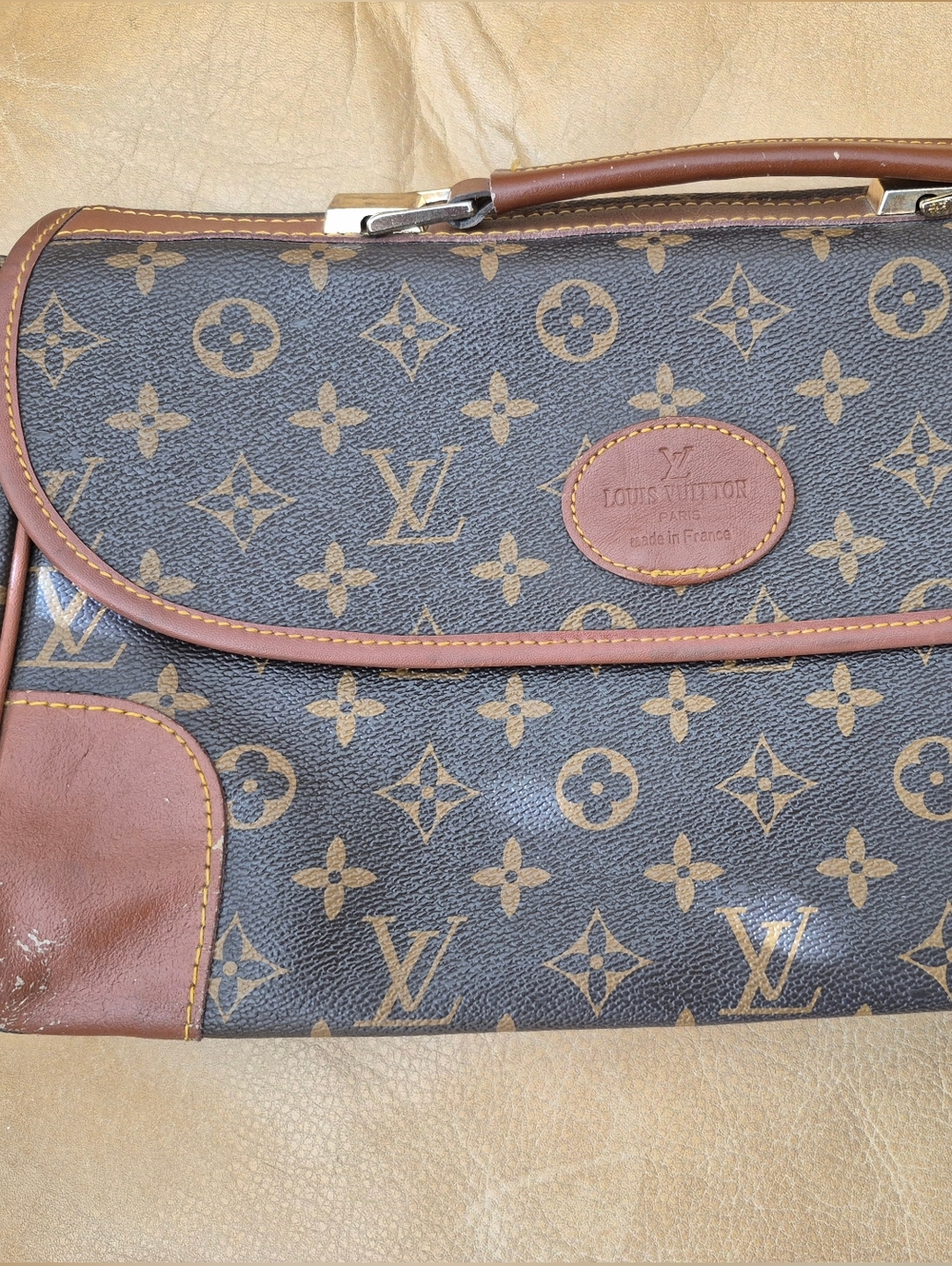 Very Vintage Louis Vuitton Brown Monogram Canvas Satchel Made In France - Picture 1 of 16